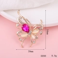 Golden butterfly alloy pendant with pink heart-shaped stone and crystal accents, size 54x39mm - D098 Teardrop Butterfly (Rose Red)
