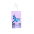 Purple mermaid gift bag with holographic blue tail scales and white rope handles - Purple Bag With Blue Tail