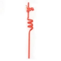 Dettaglio di una cannuccia a spirale rossa con un piccolo dinosauro a macchie rosse - Rosso