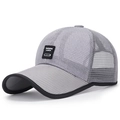Light grey mesh baseball cap with breathable large holes and black patch detail - Adjustable / Light Gray