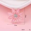 Pink five-petal flower charm with white rhinestones, size 25mm and weight 3g - D829 Pink Alloy Flower