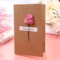 Close-up of handmade pink paper roses on a kraft greeting card with 'Especially for you' tag - Pink Rose - Kraft Card