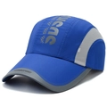 Dark blue quick-dry baseball cap with grey mesh panels and reflective sport prints - Sapphire Blue