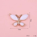 Golden butterfly charm with white marquise crystals and rhinestones for DIY crafts - D713 Accessory Small Butterfly