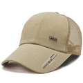 Khaki atmungsaktive Mesh Trucker Cap mit Sport-Metall-Logo und langem Sonnenschirm - Verstellbar / Dunkelbeige