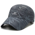 Quick-dry dark grey sports baseball cap with geometric tech patterns and logo - Adjustable / Dark Gray