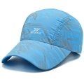Navy blue quick-dry baseball cap with tech-style geometric lines and silver SDSRUI logo - Adjustable / Sky Blue