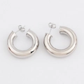 Klassische 28 mm dicke Creolen in Silber, hochglanzpoliert für einen modernen Look - Weißgold