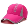 Gorra de béisbol rosa transpirable con logo SDSRUI y ribete gris reflectante - Ajustable / Rosa Rojo