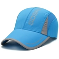 Royal blue quick-dry baseball cap with grey mesh panels and side lettering detail - Adjustable / Sky Blue
