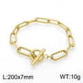 Bracciale dorato con chiusura OT e maglie intrecciate e quadrate, lungo 200mm - Bracciale Color Oro (20cm)
