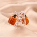Cute orange pumpkin hair claw clip for girls on beige silk background, high quality accessory - Pumpkin Claw Clip