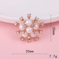 Golden flower jewelry charm with pearls and rhinestones measuring 30mm for DIY crafts - D676 Pearl Flower Cluster