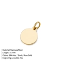 Pendentif rond en acier inoxydable doré 14K de 7x7mm pour gravure personnalisée - Style Rond (YP23730)