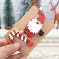 Detalle de pinzas para el cabello navideñas con Papá Noel y bastón de caramelo en cartón - Papá Noel Juego de 2