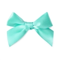 Handmade mint green satin ribbon bow for gift packaging and DIY hair accessories - Tiffany Blue