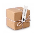 Brown kraft gift box tied with bakers twine and a white handmade flag label tag - 5.7*1.7cm