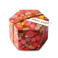 Red hexagonal wedding favor box with gold foil lettering and elegant floral patterns - Dark Plum Blossom (Box Only)