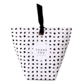 Bolsa de regalo blanca con lunares negros y pegatina decorativa de 'Thank You' - Blanco con puntos negros / 6x6x10cm