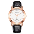 Men's quartz watch featuring a rose gold case, white dial and black leather strap - Men's Style (Large Dial) / Black Strap - Men's