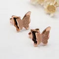Butterfly stud earrings in rose gold finish with matte and polished dual-texture design - Rose Gold