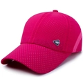 Rose pink breathable mesh baseball cap with side logo for summer outdoor protection - Rose Red