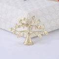 Elegant gold matte tree brooch featuring metallic leaves and fruit details - 1279-Gold Tree