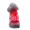 Red and white Christmas striped pet hoodie with white snowflakes and a red pom-pom - Red/Snowflake