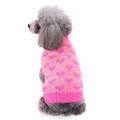 Pull rose pour chien avec motifs de cœurs et bords-côtes pour petits chiens - S / Rose/Cœurs