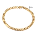 Detail shot showing a 5mm width measurement for this gold Cuban link chain bracelet - Gold 5mm