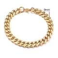 Detail of 9mm gold-plated stainless steel Cuban link bracelet with lobster clasp closure - 9mm Gold