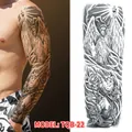 Full arm temporary tattoo with angel, hourglass, and rose sketch design for men and women - Statue of Liberty Angel Rose Style (TQB-22)