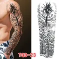 Temporary full arm tattoo sticker with realistic god eye and gothic church design - Big Eyes Roman Clock Style (TQB-23)