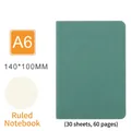 A6 Green Notebook with Lined Pages, 140x100mm Size, 60 Pages for Office and School - A6 Lined Notebook / Green
