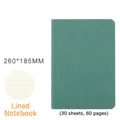 B5 green lined notebook with 60 pages and durable cover measuring 260x185mm - B5 Lined Notebook / Green