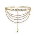 Multi-layer gold body chain featuring chunky Cuban links and rhinestone drapes - 5-Layer Chain / Gold