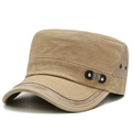 Cappello militare flat top kaki con placca logo in metallo e fori di ventilazione - Regolabile / Beige
