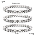 3er-Set Stretch-Metallperlenarmbänder mit 6mm Perlen und einer Gesamtlänge von 16cm - 3er-Set Silber Perlenarmband 6mm (KB160799-Z)