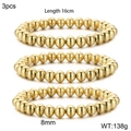 3pcs set of golden elastic beaded bracelets with 8mm polished beads and 16cm length - 3Pcs Gold Ball Bracelet 8mm (KB160806-Z)