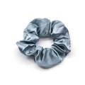 Elastico per capelli in raso blu lucido con morbide pieghe e finitura metallica seta - Grigio Blu