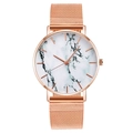 Orologio al quarzo minimalista con cinturino a maglia oro rosa e quadrante marmo bianco - Quadrante con Trama in Marmo Bianco / Oro rosa
