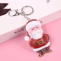 Handmade red PU leather Santa Claus keychain with plush ball and metal lobster clasp - White Lobster Clasp Santa
