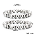 Silbernes Perlenarmband mit 10mm Perlen und 16cm Länge für Damen im Set - 2er-Set Silber Perlenarmband 10mm (KB160801-Z)