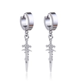 Ohrhänger im Silber-Punk-Stil mit Kreuzschwert-Design und Metallic-Finish für Unisex - Hoop Stud-1 Paar / Stahlfarbe