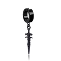 Black punk sword dangle earring in a minimalist hip-hop style for men and women - Ear Clip-1 Piece / Black