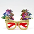 Sparkly gold Christmas tree glasses frame with red arms and Merry Christmas text decor - CHYJ-54 Colorful Sequin Double Tree Glasses