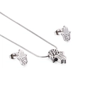 Set di gioielli Mano di Fatima in acciaio inossidabile argento collana e orecchini - Design Mano di Hamsa (KS128908-KFC)