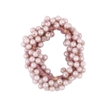 Detail von rosa Perlenhaargummi mit handgewebten Perlen und hochplastischem Haargummiband - Rosa