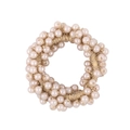 Elegant elastic hair tie featuring cream white faux pearls on a golden band - Champagne Gold