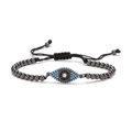 Verstellbares Evil Eye Perlenarmband mit Kupfer-Zirkonia und geflochtener Kordel - CB0060CX / Schwarz